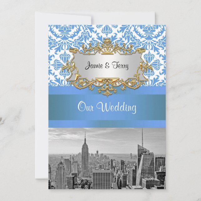 NYC SNYC Skyline BW D4 Invitation de mariage damas (Devant)