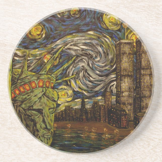 NYC Starry Night.: Twin Towers (The True Towers) Coaster (Front)