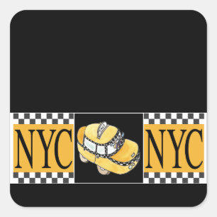 NYC Taxi Cab Square Sticker