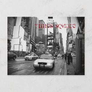 NYC Times Square Taxi Postcard in Black and White