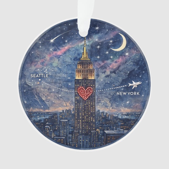 NYC to Seattle Christmas Ornament (Front)