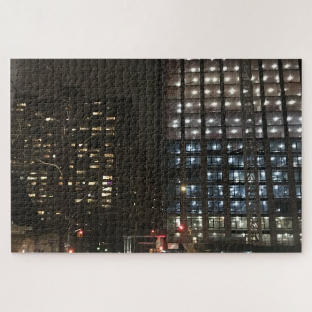 NYC Upper West Side Night Construction Site Jigsaw Puzzle (Horizontal)