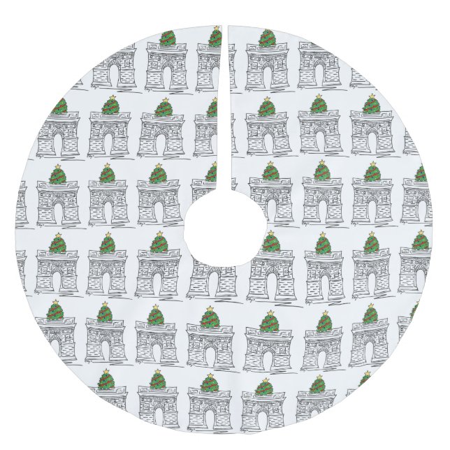 NYC Washington Square Arch Greenwich Village Tree Brushed Polyester Tree Skirt (Front)