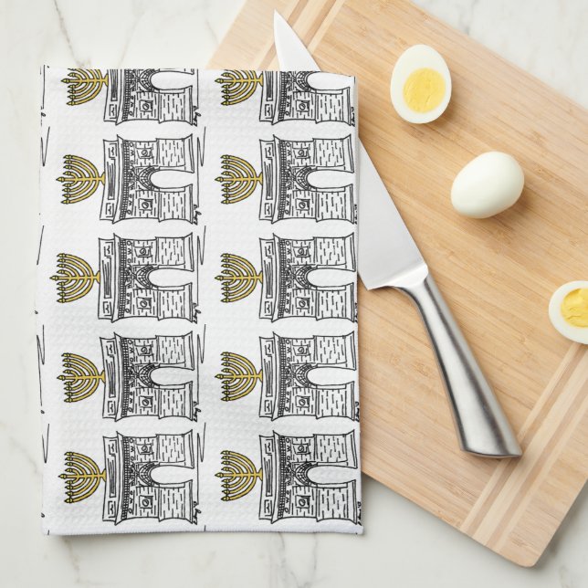 NYC Washington Square Arch Hanukkah Menorah Kitchen Towel (Quarter Fold)