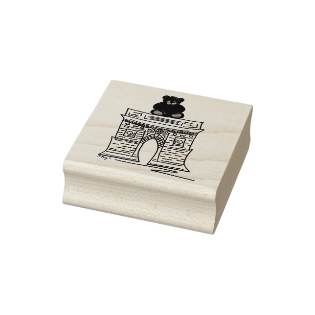 NYC Washington Square Arch Valentine's Day Bear Rubber Stamp (Stamp)