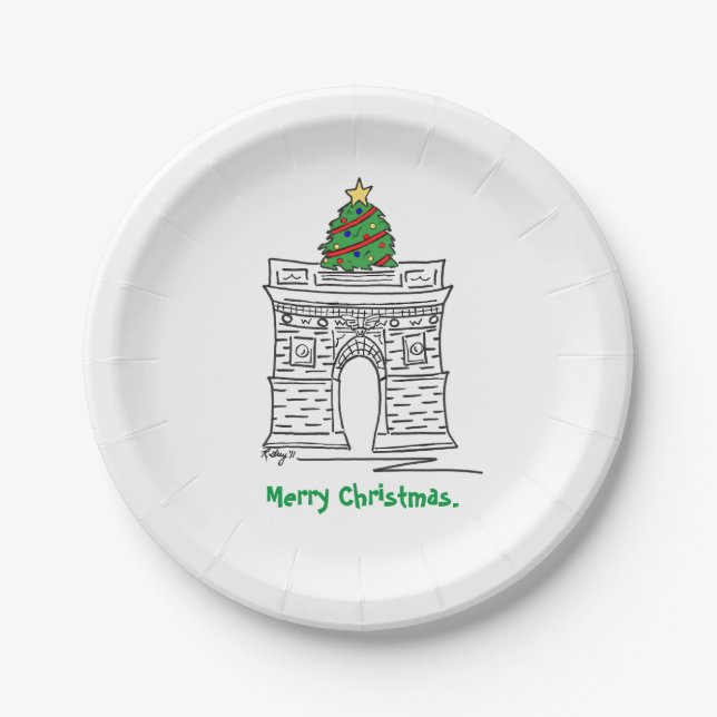 NYC Washington Square Christmas Tree New York Paper Plate (Front)