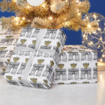 NYC Washington Square Hanukkah Menorah New York Wrapping Paper<br><div class="desc">Wrapping paper features an original illustration of the Washington Square arch in NYC,  "dressed up" for the holiday season.</div>