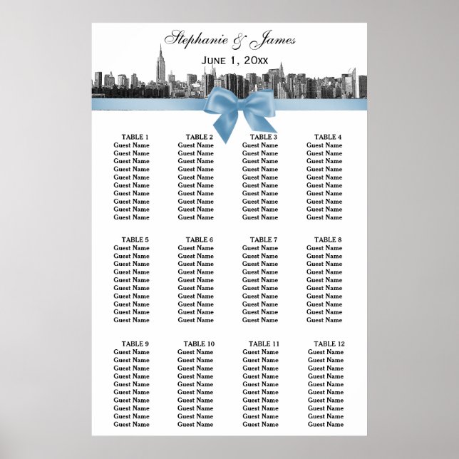 NYC Wide Skyline Etch BW Lt Blue Bow Seating Chart (Front)