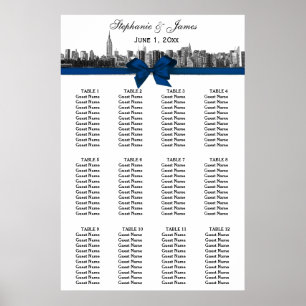 NYC Wide Skyline Etched BW Blue Bow Seating Chart