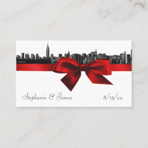 NYC Wide Skyline Etched BW Dark Red Escort Cards