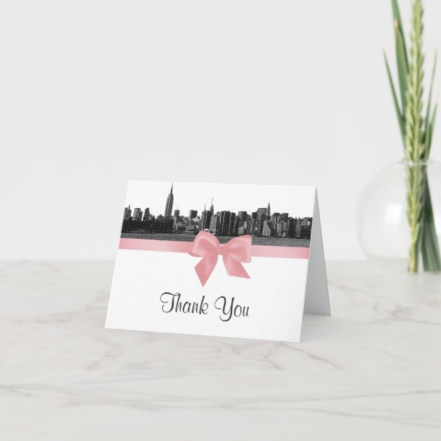NYC Wide Skyline Etched BW Pink H Thank You (Front)
