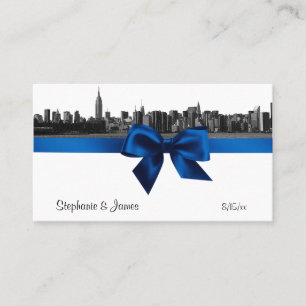 NYC Wide Skyline Etched BW Royal Bl Place Cards #2