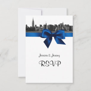 NYC Wide Skyline Etched BW Royal Blue RSVP #2