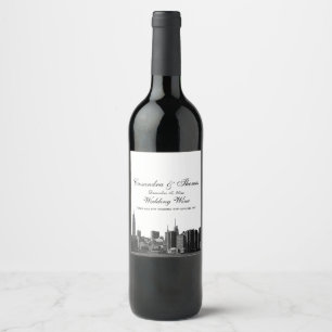 NYC Wide Skyline Etched BW Wine Bottle Label