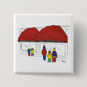 NYC Window Shopping Christmas New York Holiday 2 Inch Square Button