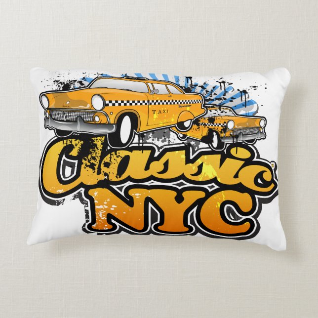 NYC Yellow Cab Logo Decorative Pillow (Back)