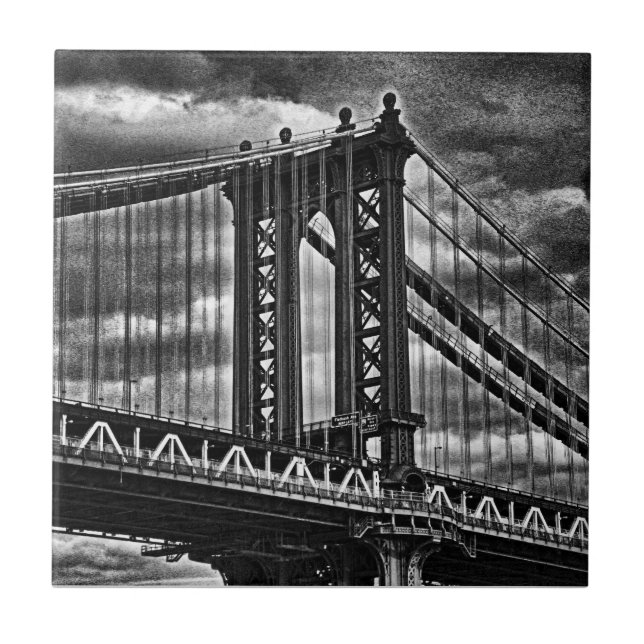 NYC's Manhattan Bridge BW A1 Tile (Front)