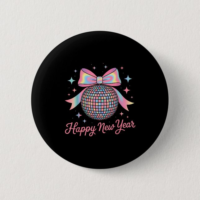 Nye Disco Ball Luxury Golden Happy New Year  2 Inch Round Button (Front)