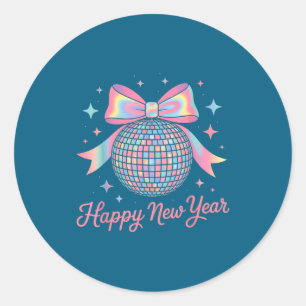 Nye Disco Ball Luxury Golden Happy New Year  Classic Round Sticker