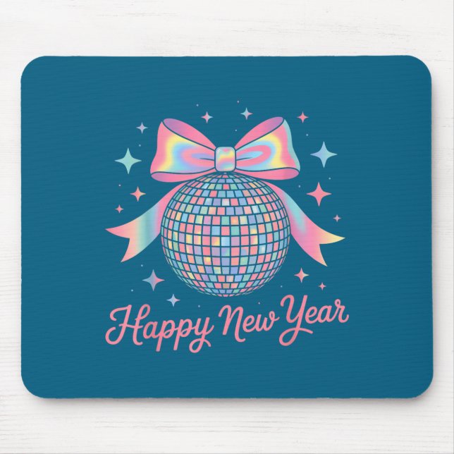 Nye Disco Ball Luxury Golden Happy New Year  Mouse Pad (Front)