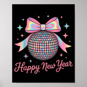 Nye Disco Ball Luxury Golden Happy New Year Poster
