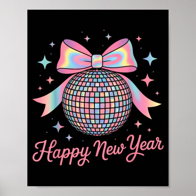 Nye Disco Ball Luxury Golden Happy New Year  Poster (Front)