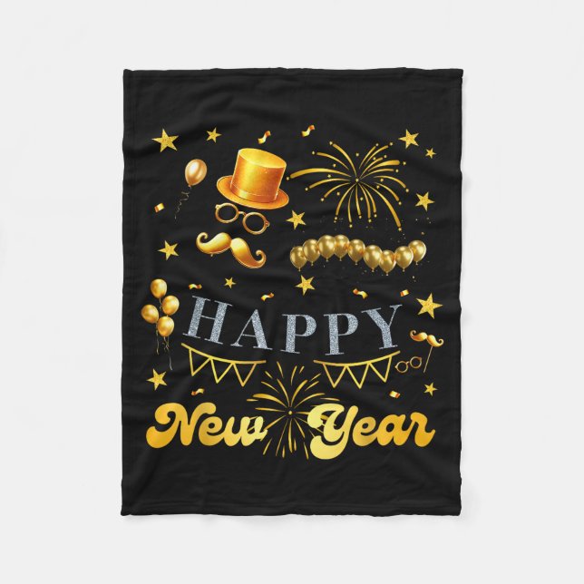 Nye Party Crew Balloon Fireworks Family Reunion Co Fleece Blanket (Front)