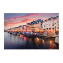 Nyhavn at sunrise in Copenhagen, Denmark