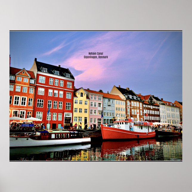 Nyhavn Canal, Copenhagen, Denmark Poster (Front)