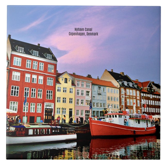 Nyhavn Canal, Copenhagen, Denmark,  Tile (Front)