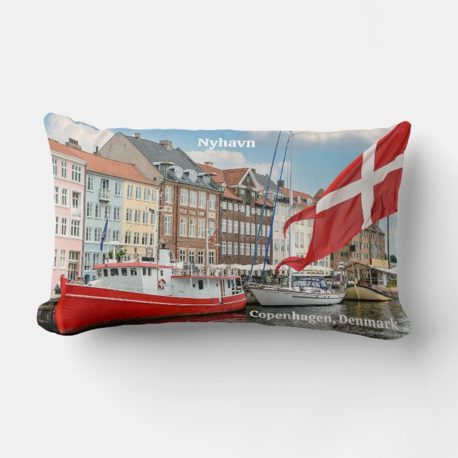 Nyhavn Copenhagen Denmark Lumbar Pillow (Front)