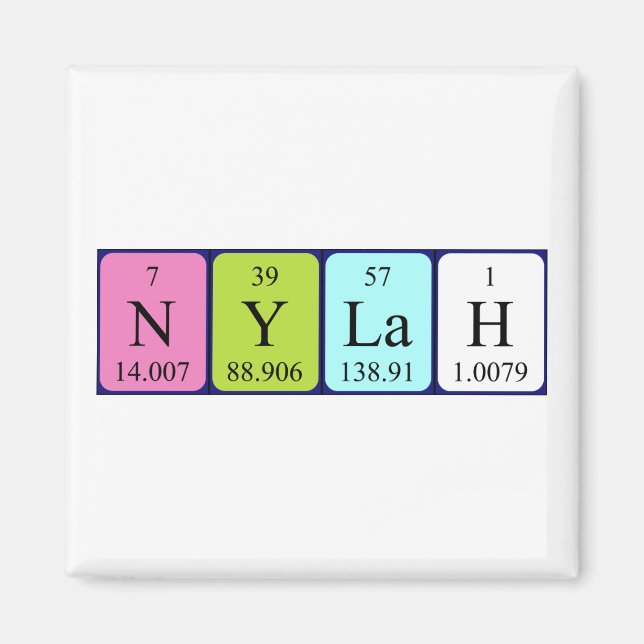 Nylah periodic table name magnet (Front)