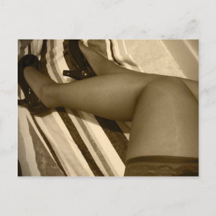 Nylon Thigh Highs in Shiny Pumps Shoes Postcard