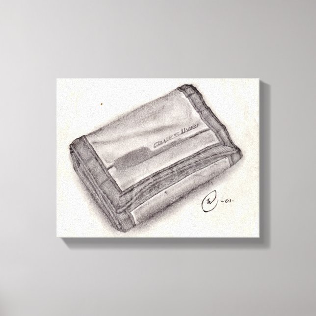 Nylon Wallet Pencil Sketch - Pop Culture Canvas Print (Front)