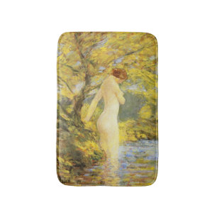 Nymph Bathing (Beautiful Woman) (by Childe Hassam) Bath Mat