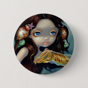"Nymph with a Cuttlefish" Button