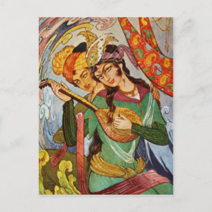 Nymph with setar postcard