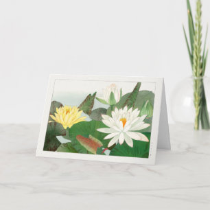 Nymphaea lotus, Japanese woodblock print, 1917 Card