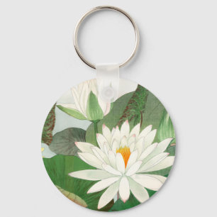 Nymphaea lotus, Japanese woodblock print, 1917 Keychain