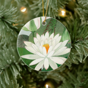 Nymphaea lotus, Tree Ceramic Ornament