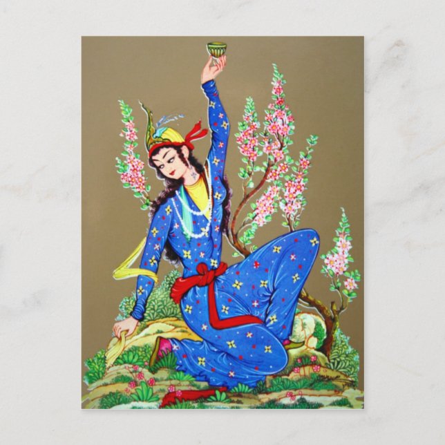 Nymphe avec la tasse de boisson carte postale (Devant)