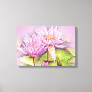 Nymphéa fleurs violettes toile florale longue impr