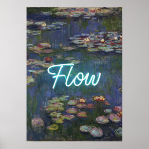 Nymphéas Remix – Néon « FLOW » Art mural et Cadeau