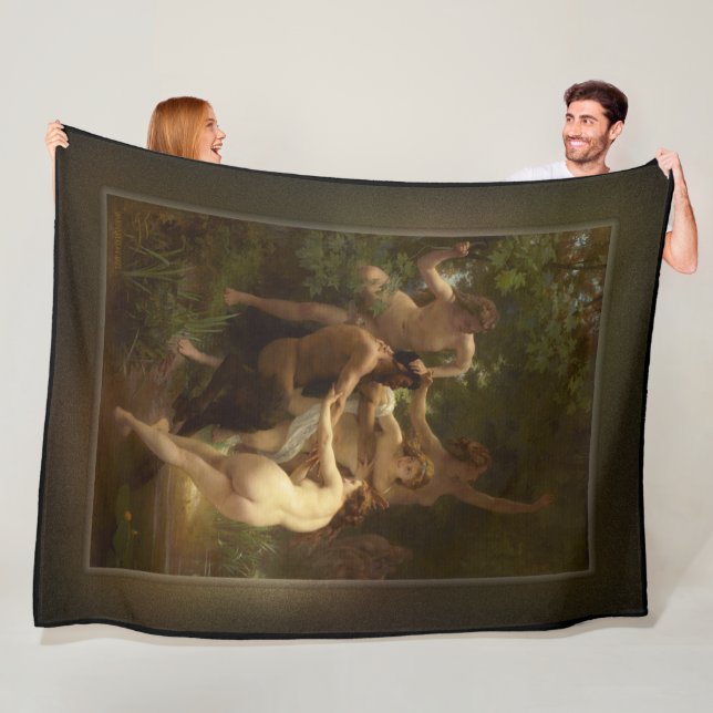 Nymphs and Satyr by William-Adolphe Bouguereau Fleece Blanket (In Situ)