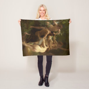 Nymphs and Satyr by William-Adolphe Bouguereau Fleece Blanket