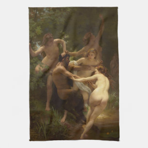 Nymphs and Satyr by William-Adolphe Bouguereau Kitchen Towel