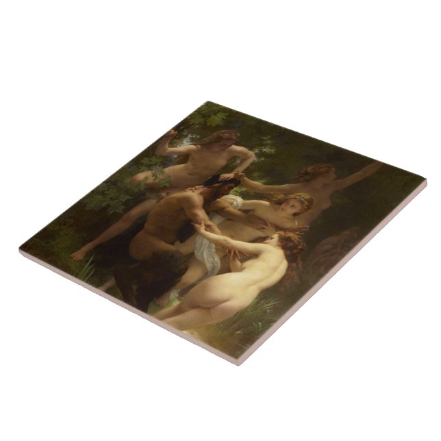 Nymphs and Satyr by William-Adolphe Bouguereau Tile (Side)