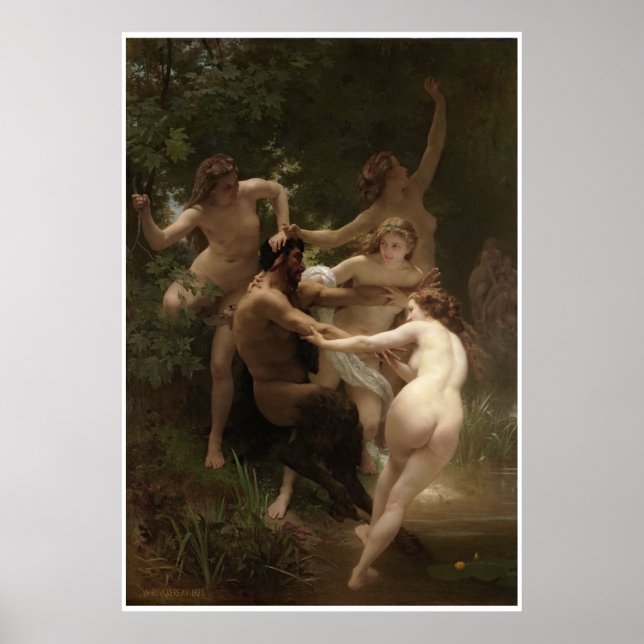 Nymphs and Satyr William-Adolphe Bouguereau Poster (Front)