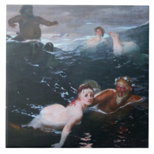 Nymphs and Satyrs Playing in the Waves Tile