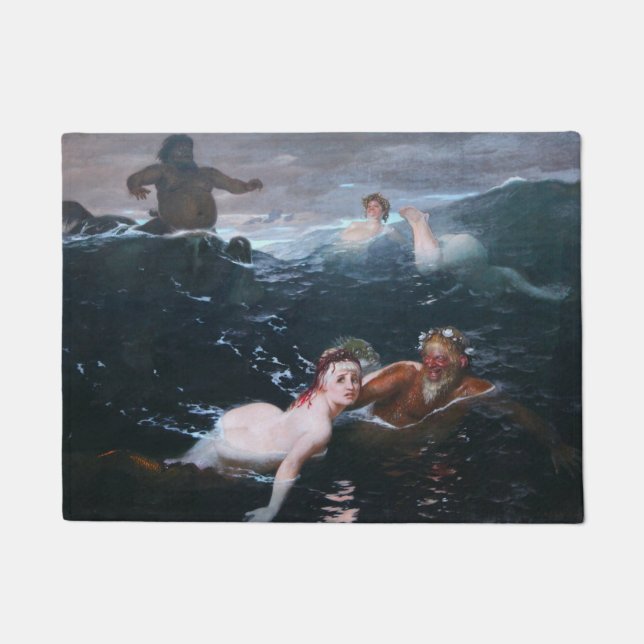 Nymphs and Satyrs Swimming in the Waves Doormat (Front)